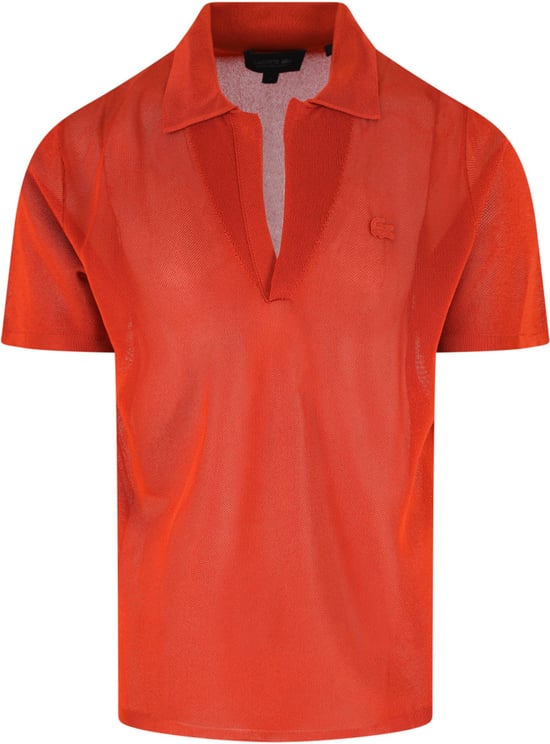 Lacoste Orange Piqué Satin Ribbed Logo Polo