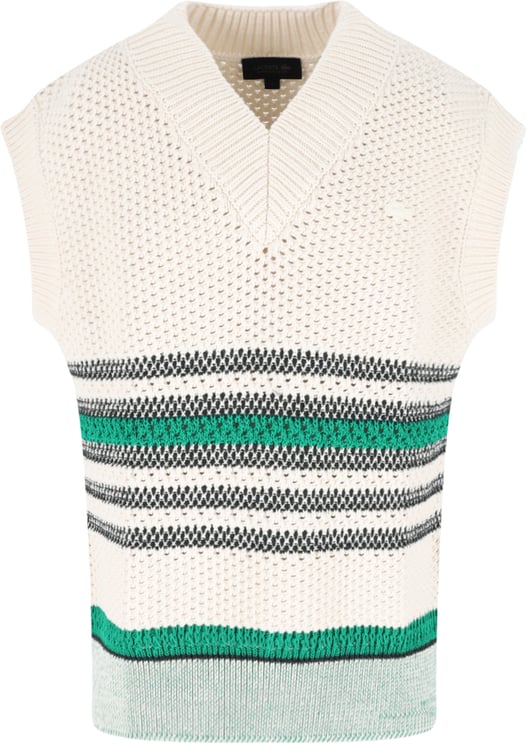 Lacoste Multicolor Striped Piquet Cotton Blend Vest