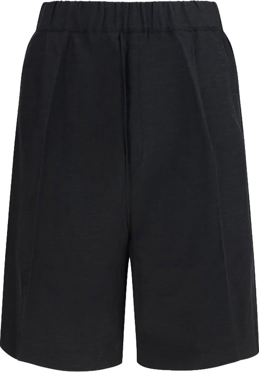 Laneus Laneus Black Viscose Bermuda Shorts