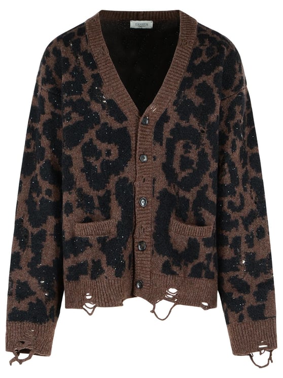 Laneus Leopard Jacquard' Cardigan