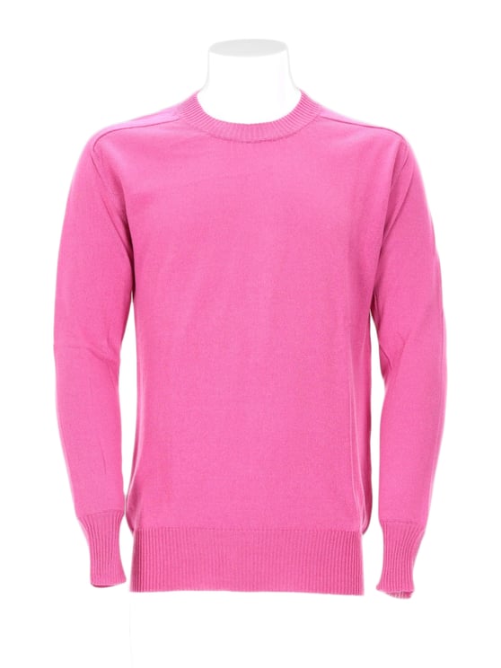 Laneus Crew Neck Long-Sleeve Pullover Sweater In Bright Pink
