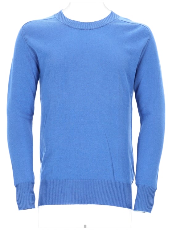 Laneus Blue Cotton Viscose Knit Sweater
