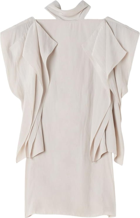 Lanvin Off-White High-Neck Ruffled Sleeveless Top
