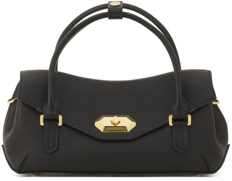 Lanvin Black Leather Top Handle Seam Bag