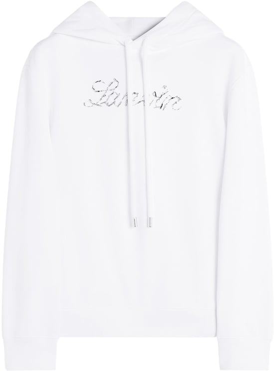 Lanvin White Hoodie Logo Manuscrit Sequined Hoodie