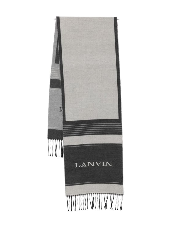 Lanvin Two-Tone Grey Silk and Nylon Scarf
