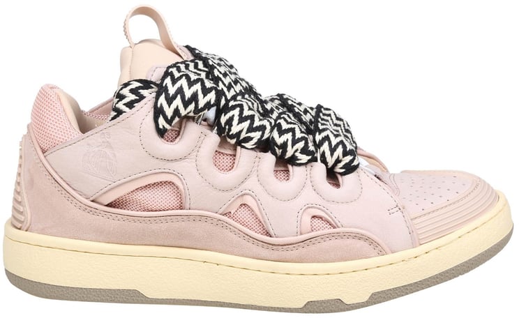 Lanvin Lanvin curb sneakers in white and pink leather