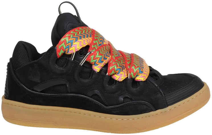 Lanvin Lanvin curb sneakers in leather and suede with multicolor laces