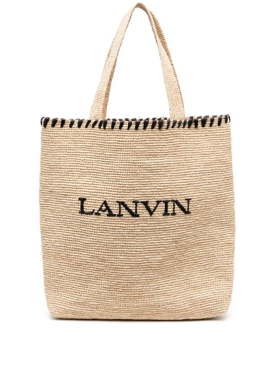 Lanvin Embroidered Raffia Tote Bag
