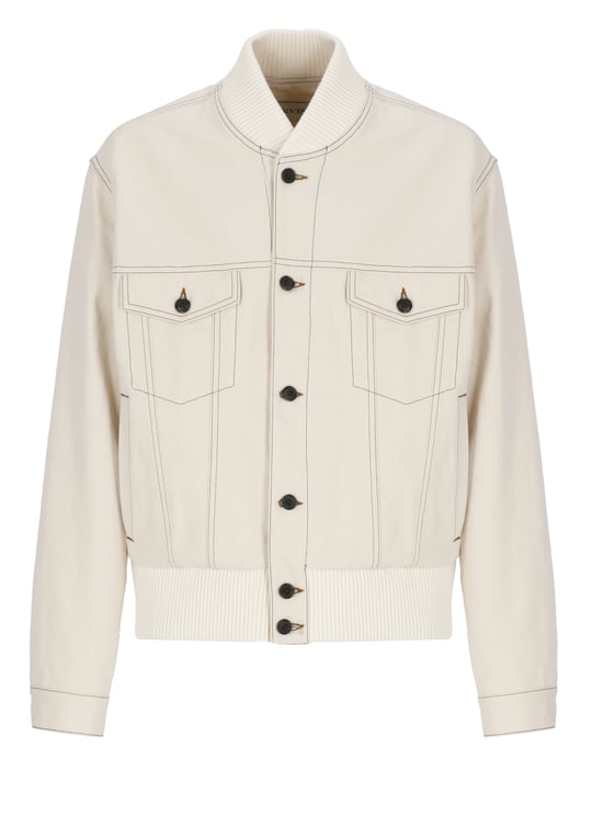 Lanvin Ivory Cotton Flap-Pocket Jacket