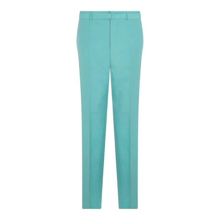 Lanvin Tailored Green Trousers With Buttoned Welt Pockets And Crisp Finish