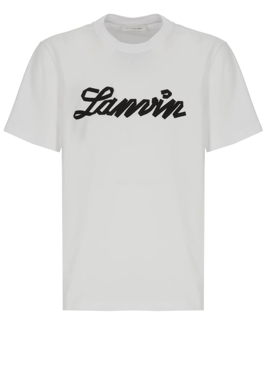 Lanvin White Embossed Logo Cotton T-Shirt