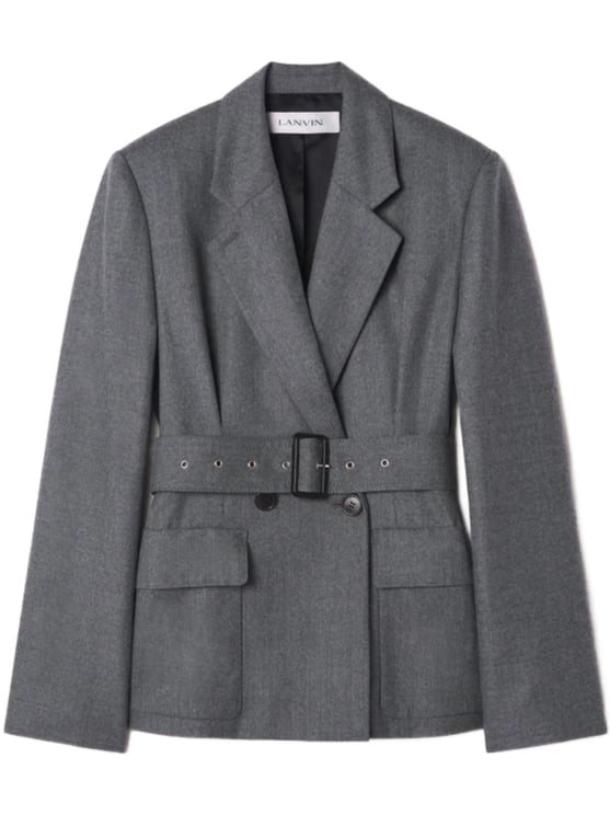 Lanvin Tailored Wool Jacket With Belted Waist And Structured Silhouette