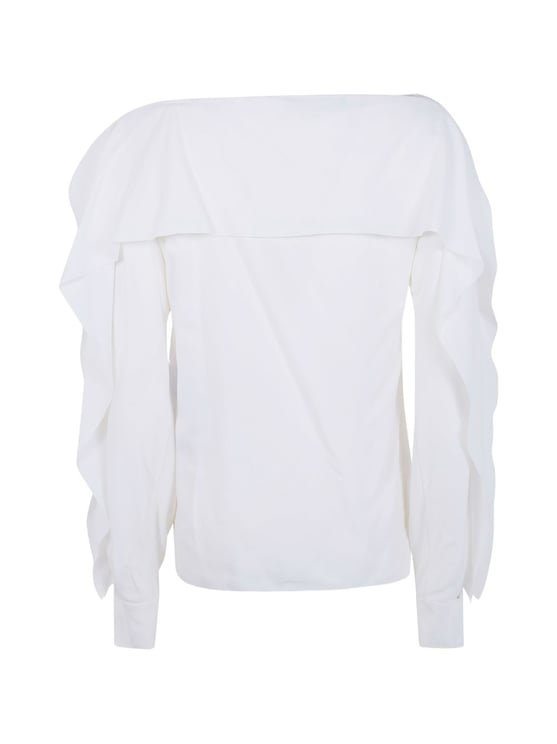 Lanvin Off-The-Shoulder Top With Ruffled Sleeves
