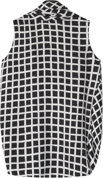 Lanvin Black White Check Knot Detail Top