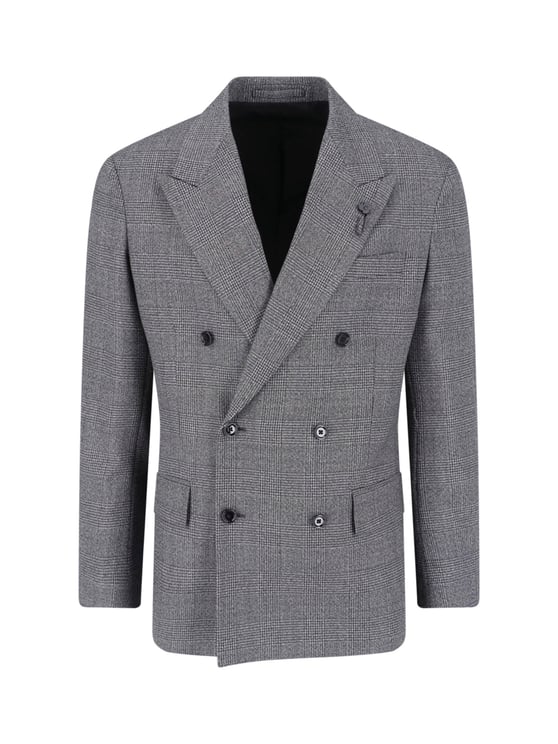 Lardini Grey Pied De Poule Double Breasted Blazer