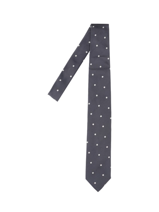 Lardini Silk Tie with White Polka Dots