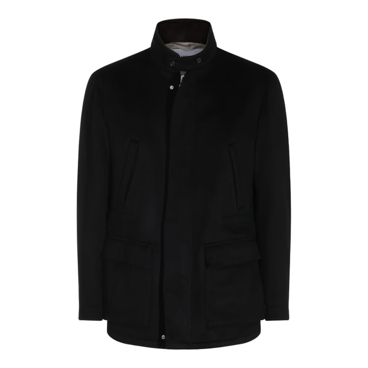 Lardini High Collar Minimalist Coat with Concealed Closure