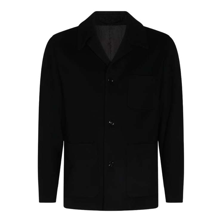 Lardini Straight-Cut Black Jacket with Classic Collar
