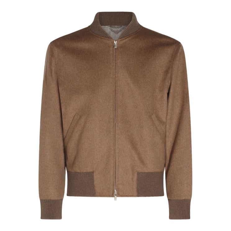 Lardini Bomber Jacket with Ribbed Cuffs and Smooth Texture