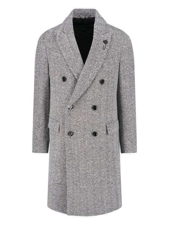 Lardini Double-Breasted Grey Virgin Wool Lardini Coat