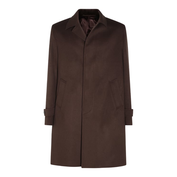 Lardini Minimalist Brown Coat with Concealed Closure
