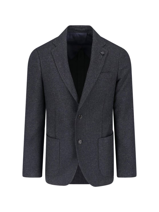 Lardini Black Cotton Single Breasted Blazer