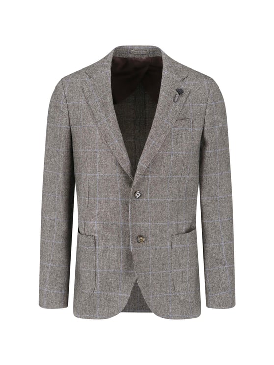 Lardini Grey Wool Pied De Poule Blazer