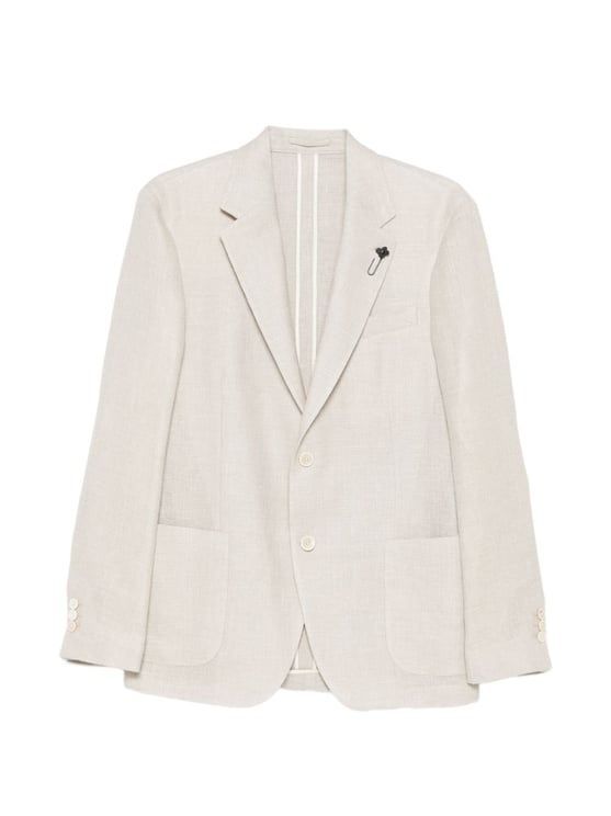 Lardini Beige Wool Linen Flower Blazer