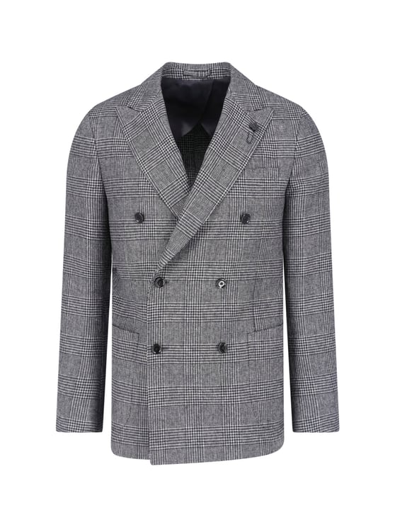 Lardini Grey Wool Pied De Poule Blazer