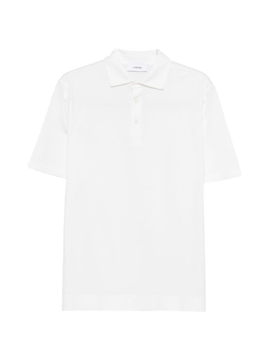 Lardini White Cotton Silk Blend Polo Shirt