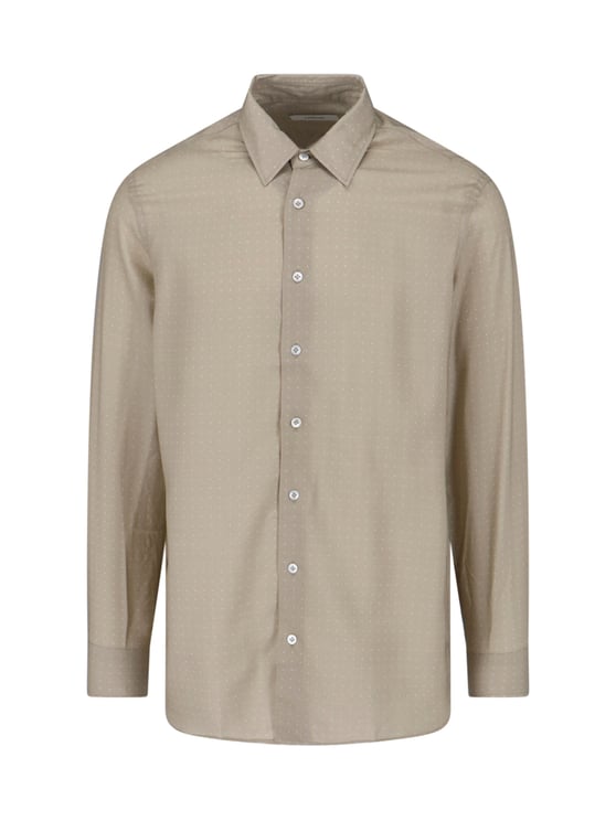 Lardini Taupe Lyocell Dotted Pattern Shirt