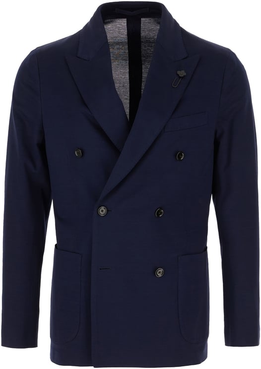 Lardini Lardini Navy blue cotton blazer