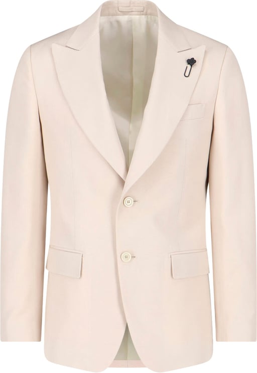 Lardini Cream Single-Breasted Viscose Blazer