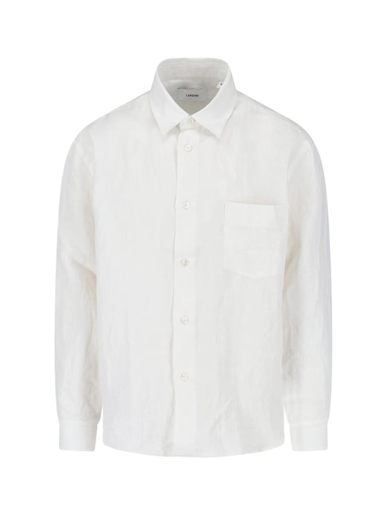 Lardini White Long-Sleeved Front Pocket Shirt