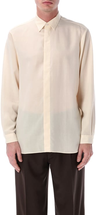 Lardini Camicia Bottone Ricoperto Bianco
