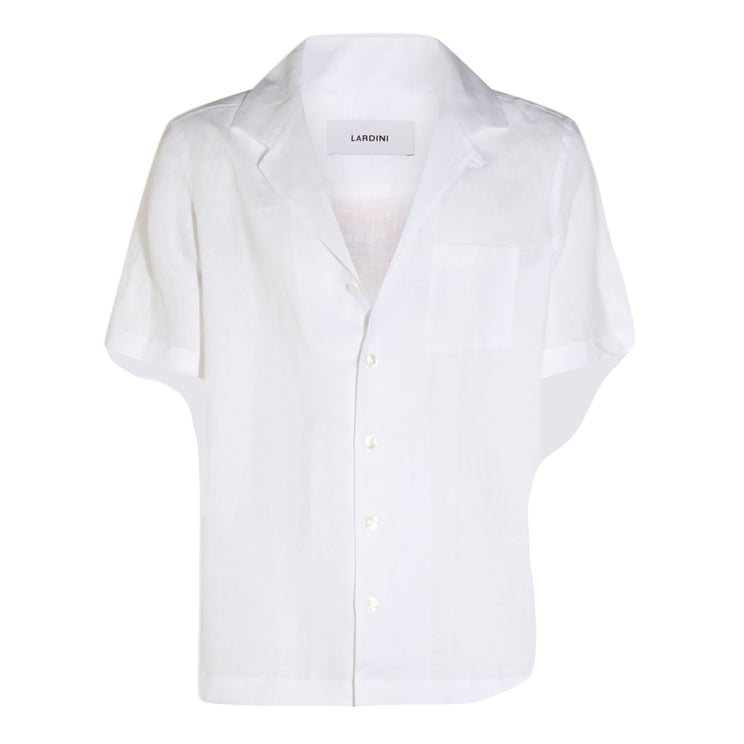Lardini Short-Sleeved White Shirt with Notched Collar