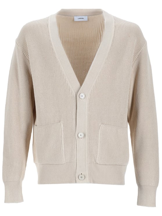 Lardini Knitted Cardigan Ribbed Cotton