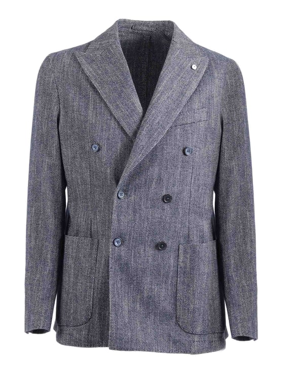 L.B.M 1911 Textured Double Breasted Cotton Jacket