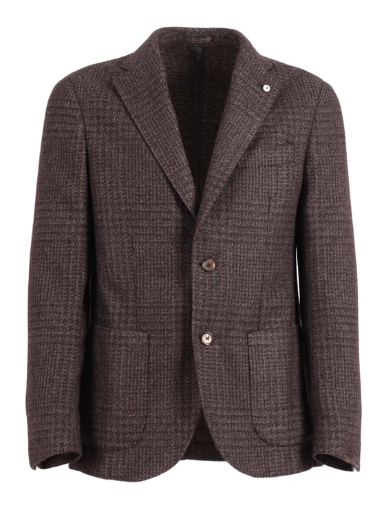 L.B.M 1911 Checkered Cashmere Silk Tailored Jacket