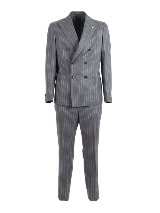 L.B.M 1911 Grey Pinstripe Double Breasted Suit