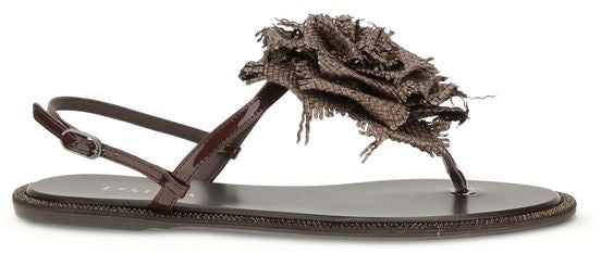 Le Silla LE SILLA Brown Calf Leather Bos Taurus Flat Sandals