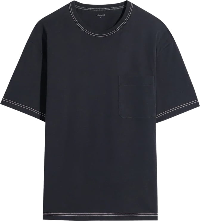 Lemaire Boxy Black Short-Sleeve T-Shirt with Contrast Stitching