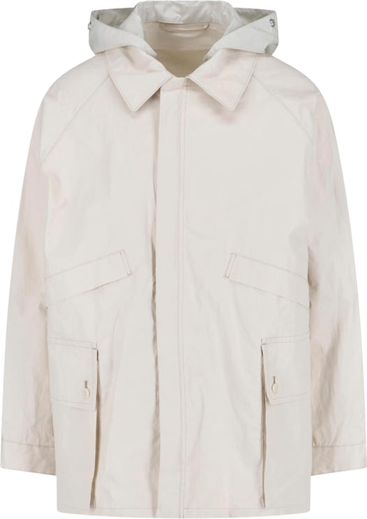 Lemaire White Technical Linen Hooded Waterproof Jacket