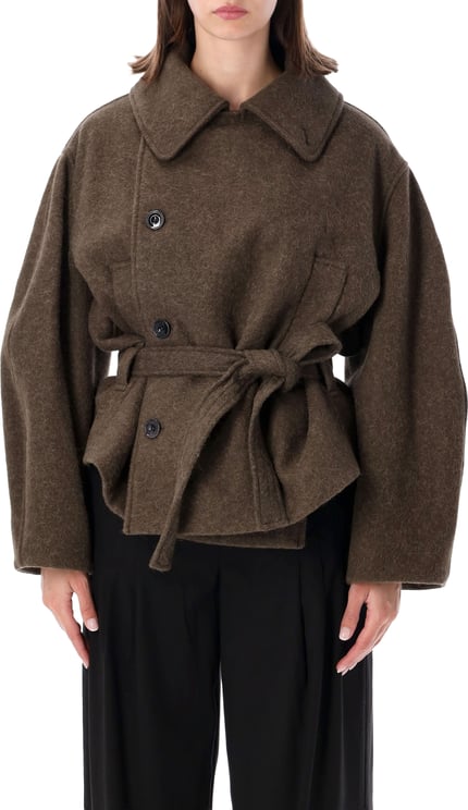 Lemaire Short Wrap Coat Mud
