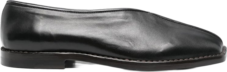 Lemaire Flat Piped Slippers Black/dark Chocolate