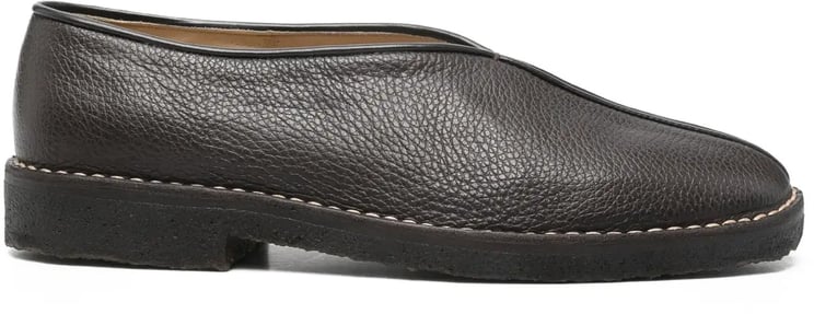 Lemaire Piped Crepe Slippers Dark Brown