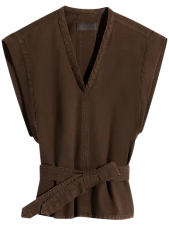 Lemaire Sleeveless Chasuble with Deep V-Neck and Structured Shoulders