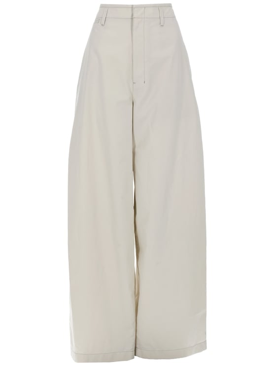 Lemaire Neutrals Wide-Leg Front Pleats Cotton Chinos