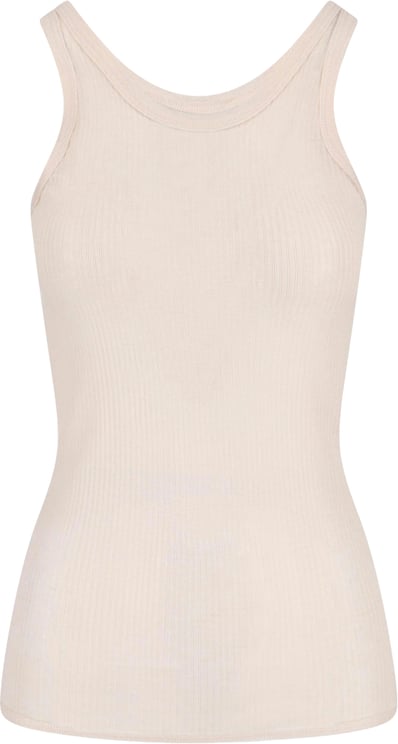 Lemaire Cream Ribbed Silk Blend Minimalist Top